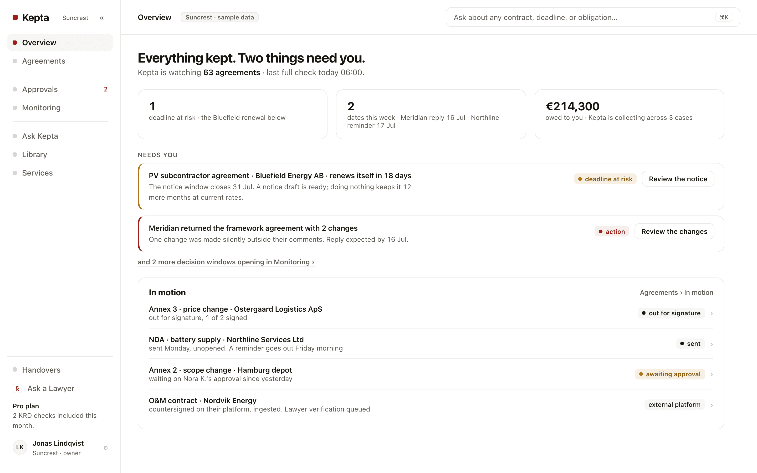 Kepta: overview, everything kept, two things need you